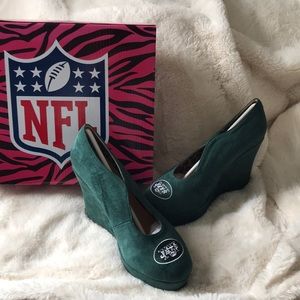 New York Jets Suede Wedge Shoes